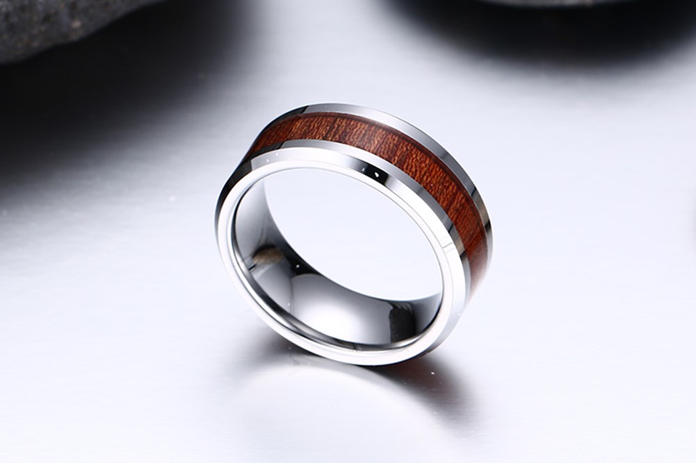 High quality fashion Woods Inlay Tungsten carbide Rings