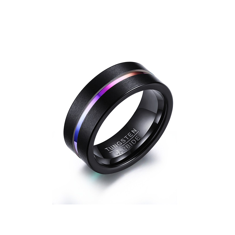 Popular Multi-Colors Rainbow Tungsten Carbide Rings