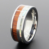 Abalone Shell Inlay Tungsten Carbide Wood Wedding Ring