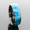 8mm Black Tungsten Ring Blue Opal Inlay Wedding Bands