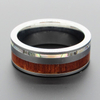 Abalone Shell Inlay Tungsten Carbide Wood Wedding Ring