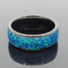 8mm Black Tungsten Ring Blue Opal Inlay Wedding Bands