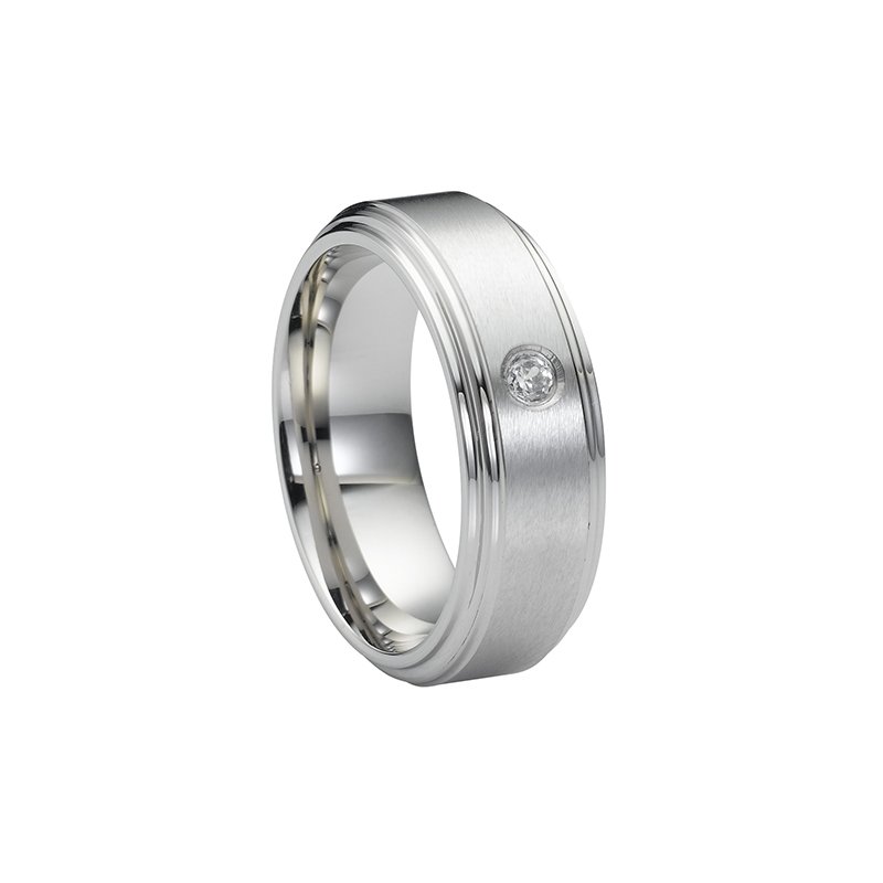  Silver color Tungsten Carbide CZ Couple Rings