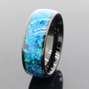 8mm Black Tungsten Ring Blue Opal Inlay Wedding Bands