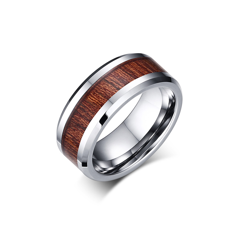 High quality fashion Woods Inlay Tungsten carbide Rings