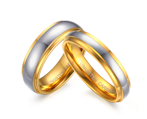 Wholesale Price Couple Two Tone 18k Gold Silver Tungsten Wedding Band Sets His And Hers