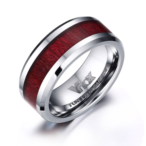 Top Quality Factory Wholesale 8mm Ring Wide Tungsten Ring with Koa Wood