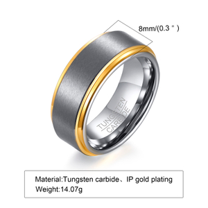 Silve Gold Mens Brushed Tungsten Carbide Wedding Band Ring Polish Finished Comfort Fit