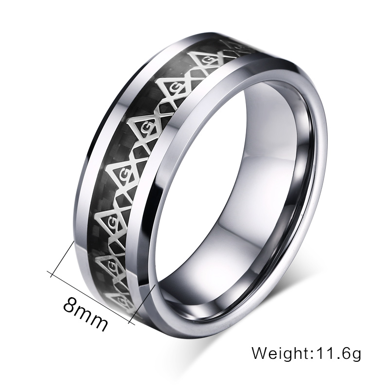 Top Quality Tungsten Carbide Rings for Men Gold Masonic Carbon Cellulosic Mens Jewelry