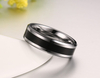 6mm Plain Silver And Black Enamel Men Tungsten Carbide Ring