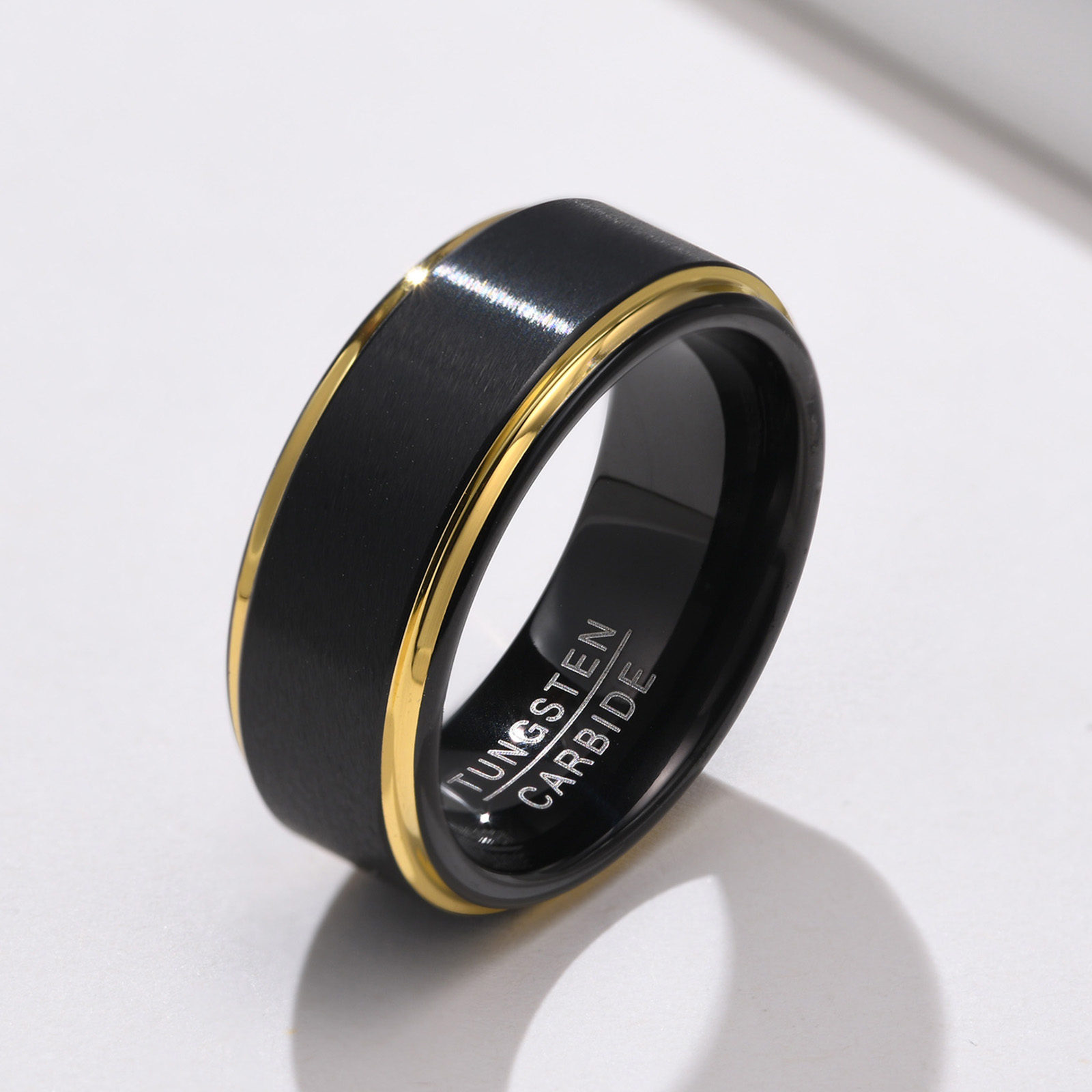 Black Gold Tungsten Carbide Unisex Wedding Bands Rings for Men Women Comfort Fit