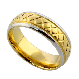 Fashion New Engraving Gold Plated Tungsten Carbide Wedding Rings