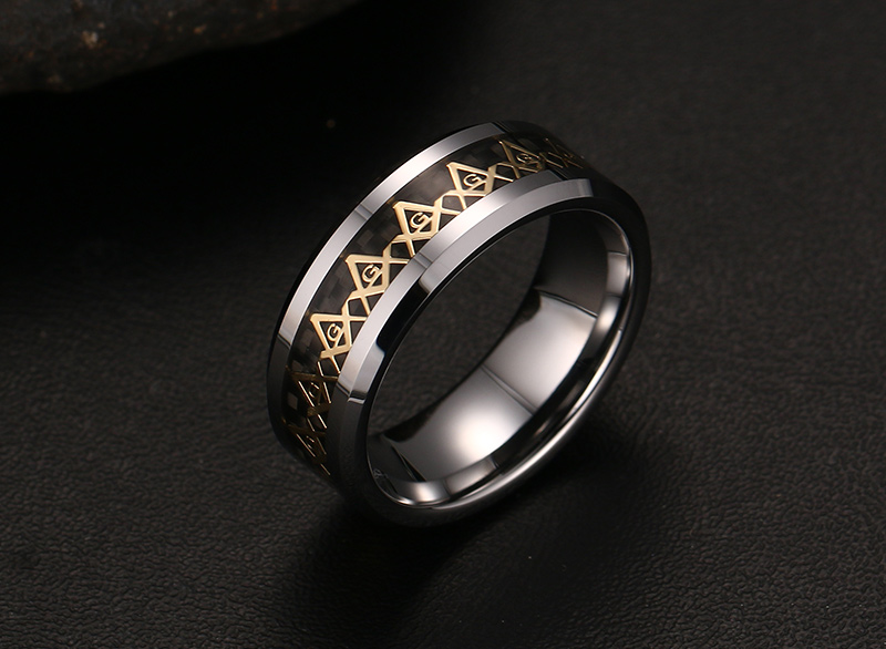 Real Tungsten Ring Carbide Masonic Ring 8MM Wide High-quality Freemasonry Men Jewelry Mason Finger Rings