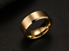 8mm Classic Simple Plain Brushed Gold Tungsten Ring With Polished Beveled Edge