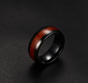 8mm Black Tungsten Carbide Wedding Ring for Women with Koa Wood Inlay Domed Wedding Band Engagement Ring