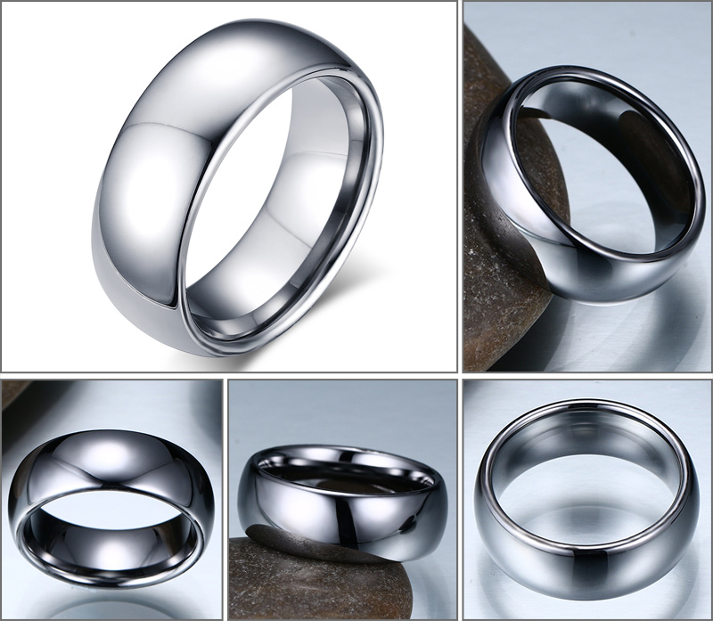 8mm Silver Color Tungsten Wedding Rings