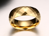 Shiny Diamond Cut Faceted Gold Tungsten Ring