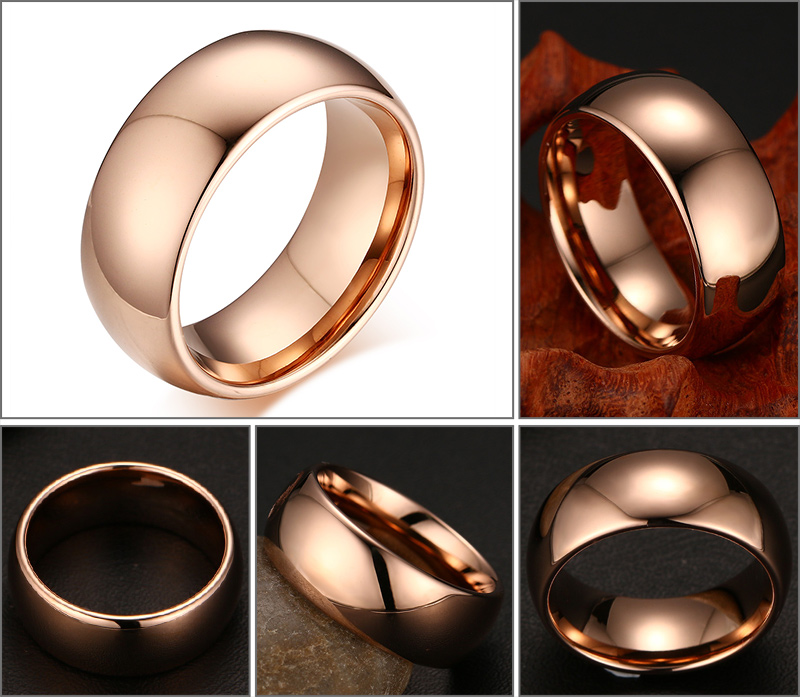 8mm Rose Gold Color Tungsten Wedding Rings