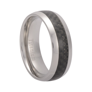 Classic Pure Titanium With Carbon Fiber Inlay Customized Mens Wedding Bands Ring