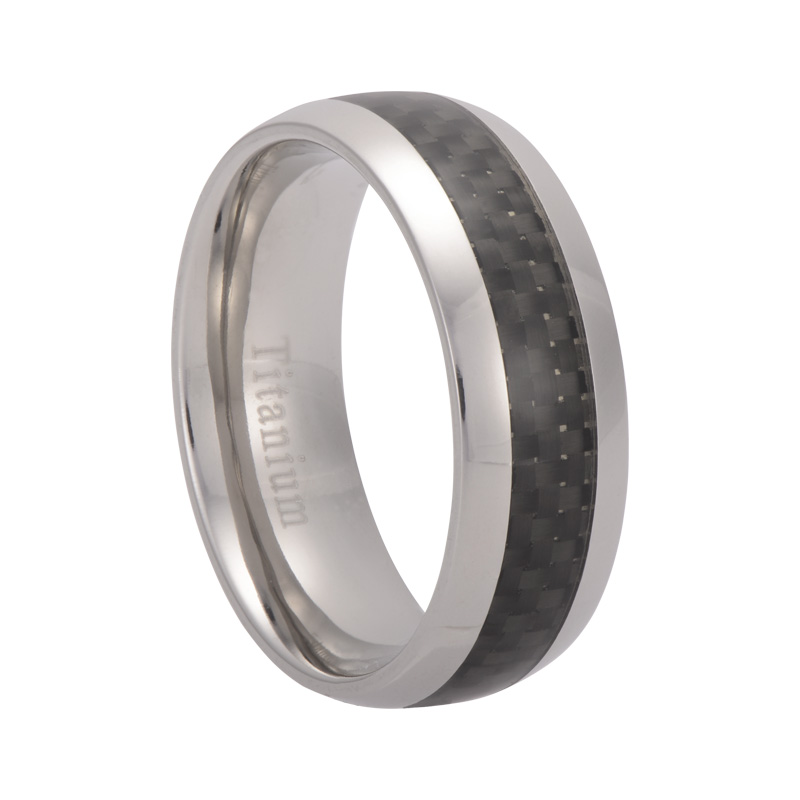 Classic Pure Titanium With Carbon Fiber Inlay Customized Mens Wedding Bands Ring