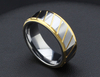 Simple Flat Grooved DIY LOGO Gold Plated Tungsten Carbide Rings