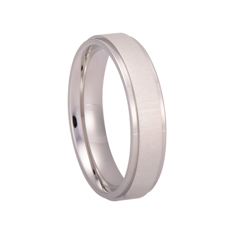 6mm Flat Brushed Top and Polished Finish Edges Titanium Stainless Steel Ring For Wedding