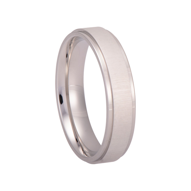 6mm Flat Brushed Top and Polished Finish Edges Titanium Stainless Steel Ring For Wedding