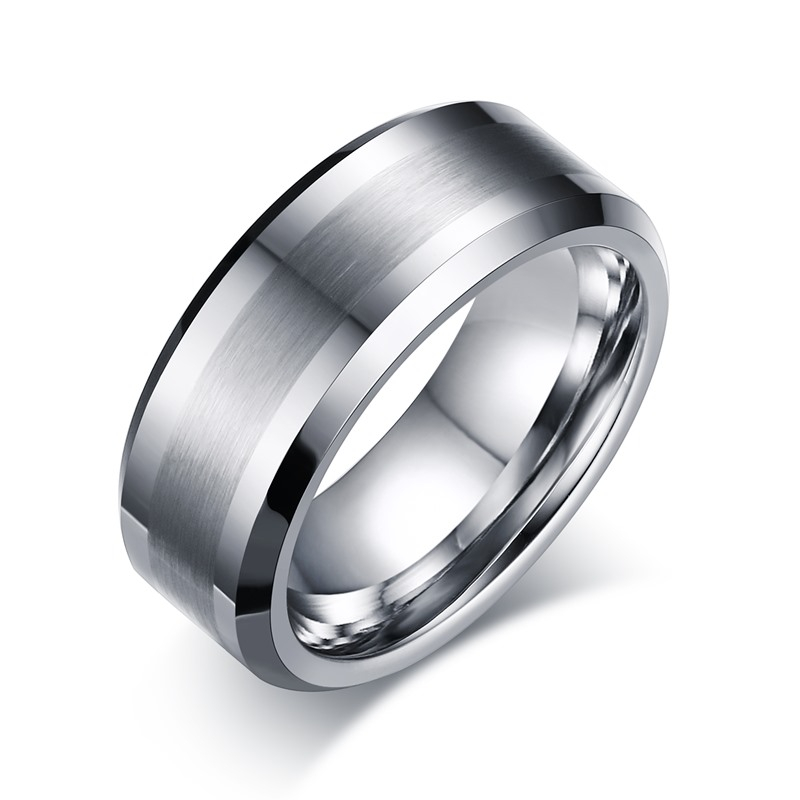 Mens Tungsten Carbide Wedding Engagement Scratch Resistant 8mm Band Ring