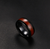 8mm Black Tungsten Carbide Wedding Ring for Women with Koa Wood Inlay Domed Wedding Band Engagement Ring