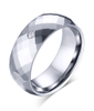  8mm Shiny Diamond Cut Faceted CZ Silver Tungsten Ring