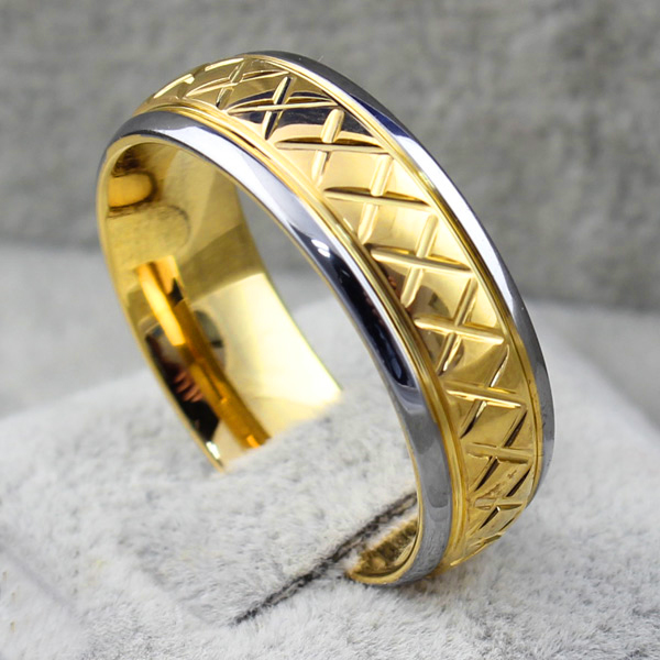 Fashion New Engraving Gold Plated Tungsten Carbide Wedding Rings