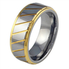 Simple Flat Grooved DIY LOGO Gold Plated Tungsten Carbide Rings