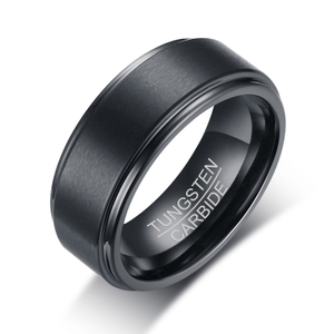 Basic Tungsten Ring for Men 8mm Black Tungsten Wedding Band Matte Brushed Finish Comfort Fit