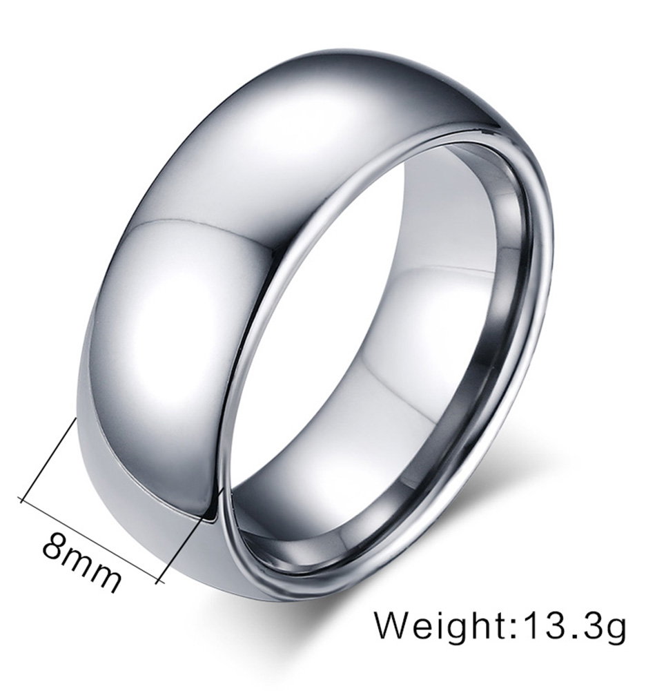 8mm Silver Color Tungsten Wedding Rings