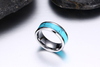 Tungsten Ring Turquoise Inlay Wedding Band for Men Beveled Edges Comfort Fit