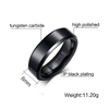 6mm Black Tungsten Carbide Ring Mens Womens Wedding Bands High Polished Beveled Edges