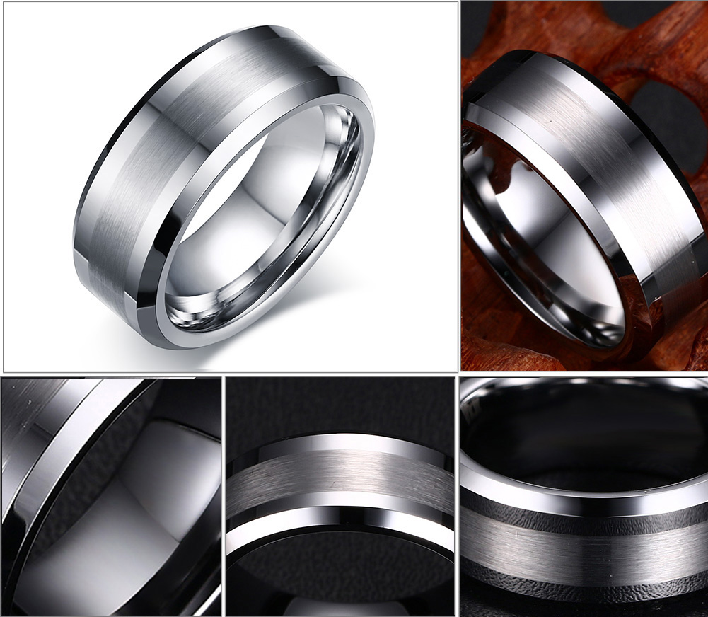 Mens Tungsten Carbide Wedding Engagement Scratch Resistant 8mm Band Ring