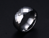  8mm Shiny Diamond Cut Faceted CZ Silver Tungsten Ring