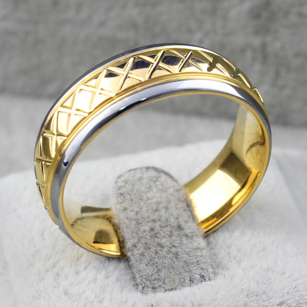 Fashion New Engraving Gold Plated Tungsten Carbide Wedding Rings