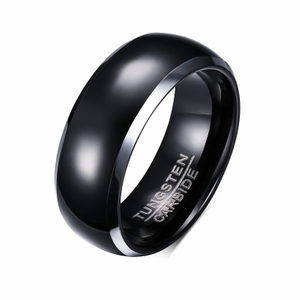 Tungsten Steel Ring Black White Men's Jewelry