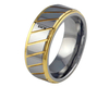 Simple Flat Grooved DIY LOGO Gold Plated Tungsten Carbide Rings