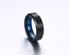 6mm Black Matte Finish Men's Tungsten Ring High Polished Beveled Edge Tungsten Carbide Wedding Bands