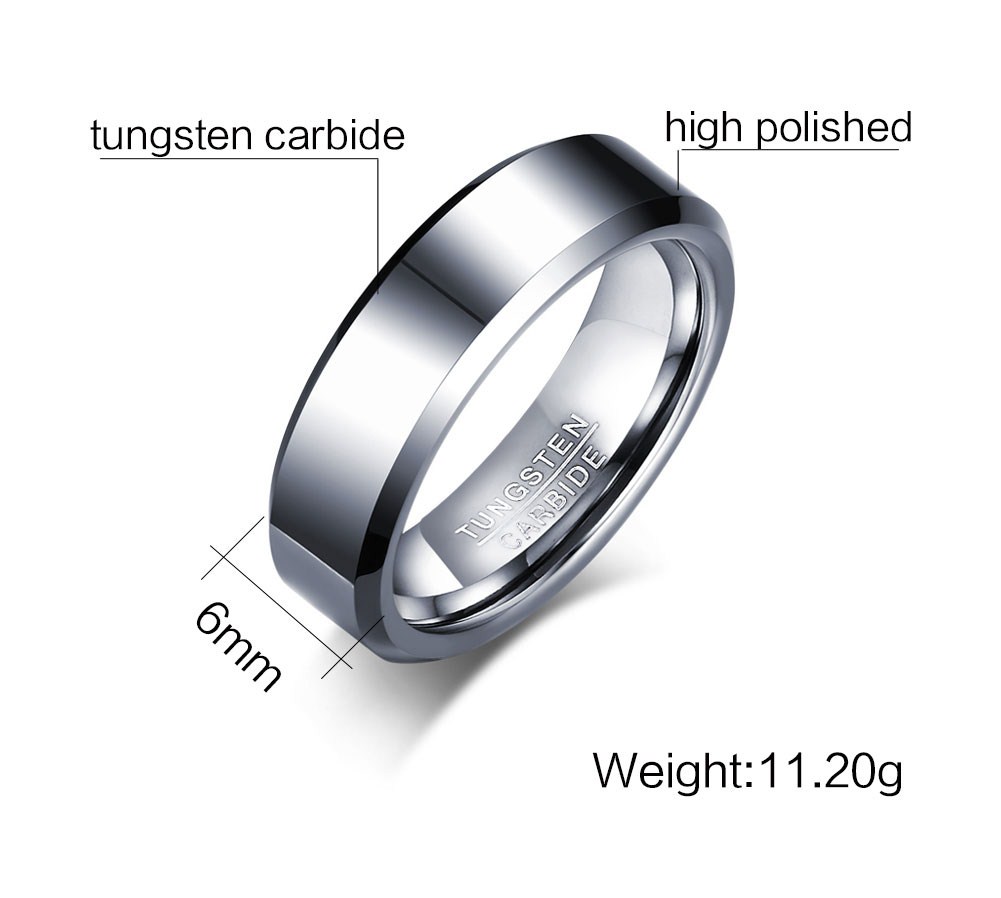 Wholesale Jewelry Gift Custom Tungsten Carbide Ring 6mm Engagement Rings for Women Men