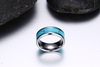 Tungsten Ring Turquoise Inlay Wedding Band for Men Beveled Edges Comfort Fit