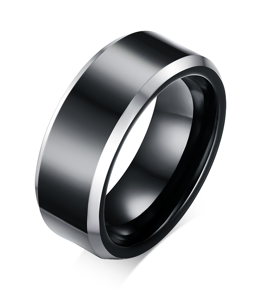 8MM Pure Tungsten Steel Ring Trendy Black Color Male's Rings Boyfriend Gift