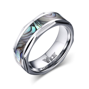 8mm Mens Tungsten Ring With Abalone Shell Inlay Wedding Ring