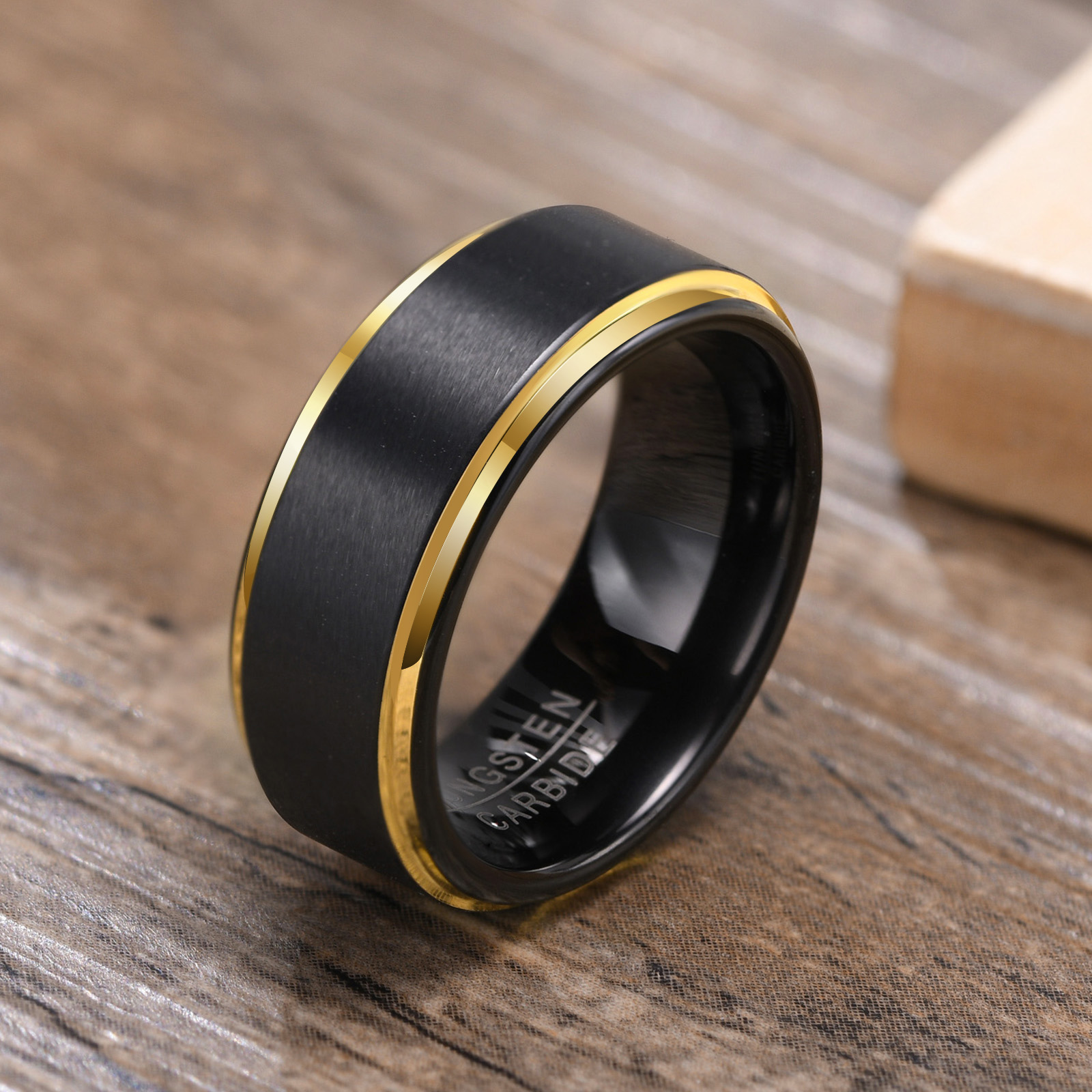 Black Gold Tungsten Carbide Unisex Wedding Bands Rings for Men Women Comfort Fit