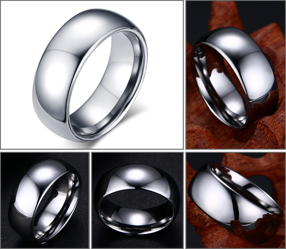 8mm Silver Color Tungsten Wedding Rings