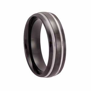 Wholesale Custom 8MM Titanium Stainless Steel Ring for Men Black Double Groove