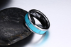 Tungsten Ring Turquoise Inlay Wedding Band for Men Beveled Edges Comfort Fit